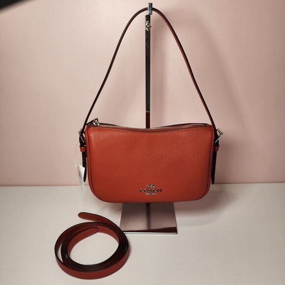 NWT Coach CY707 Kailey Shoulder Bag Leather Deep Orange - Picture 1 of 8
